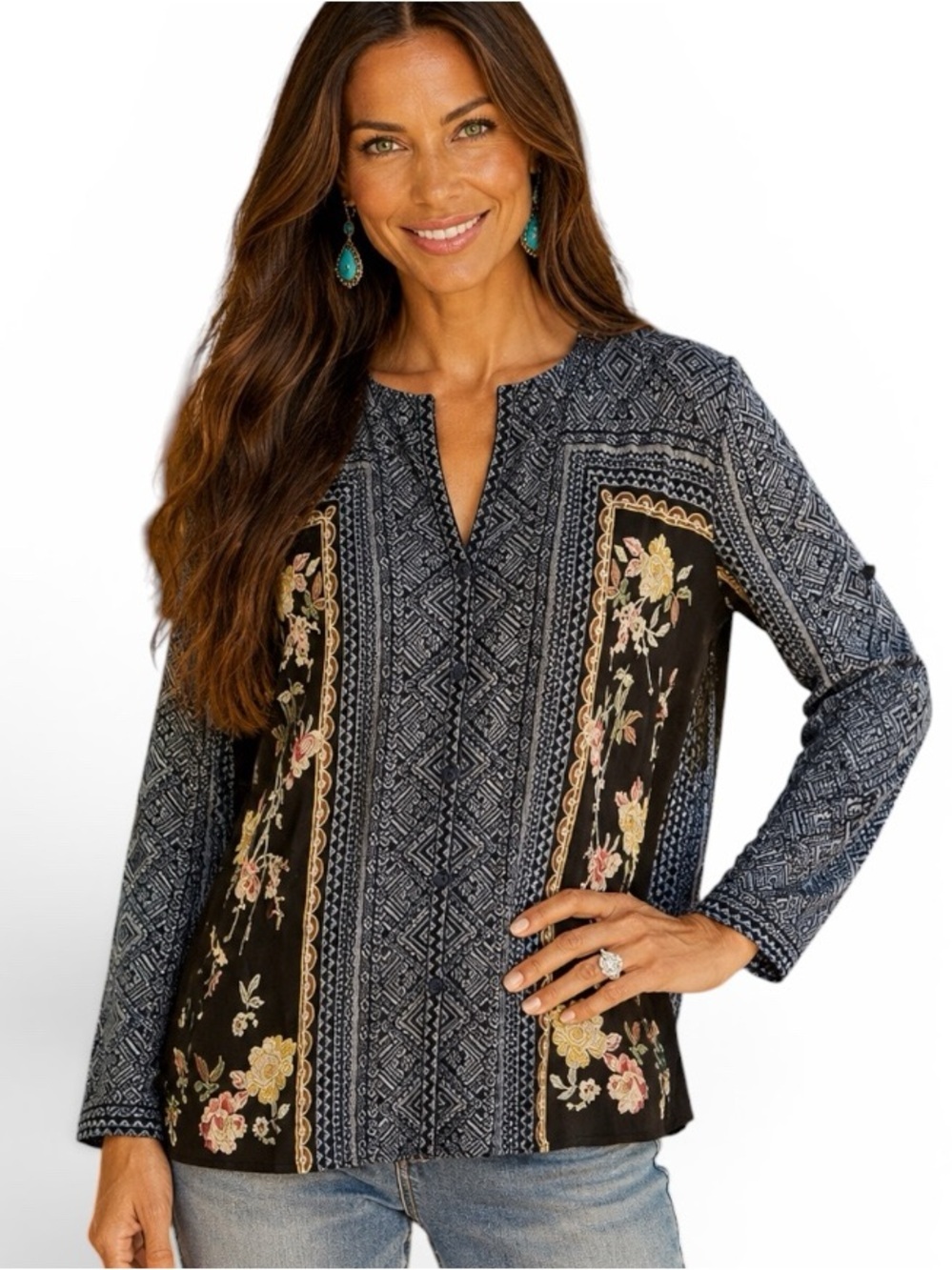 JOHNNY WAS Rumi heavily embroidered Blouse NWT